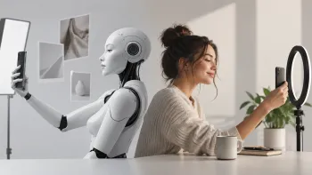 AI-инфлюенсер и реальный блогер создают контент для социальных сетей