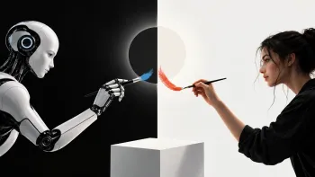 Human and artificial intelligence creating content together &mdash; AI content vs human content