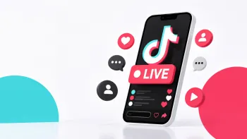 TikTok LIVE на смартфоне с реакциями зрителей и элементами прямой трансляции