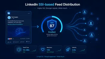 LinkedIn SSI-based Feed Distribution показывает, как высокий SSI Score и сильная вовлечённость расширяют охват публикации в ленте.