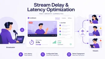 Настройка задержки стрима и низкой задержки Twitch через панель трансляции, чат и подключение зрителей в реальном времени.