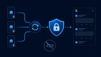 Residential proxies, IP rotation, and a protected gateway help reduce blocking risks during X automation.