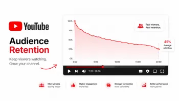 Minimalist YouTube audience retention chart with video watch progress and average retention metric.