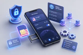 Smartphone with US SIM, VPN, proxy network and security settings for TikTok setup