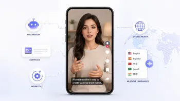 ИИ-аватар для TikTok в смартфоне с функциями автоматизации, субтитров и перевода на разные языки